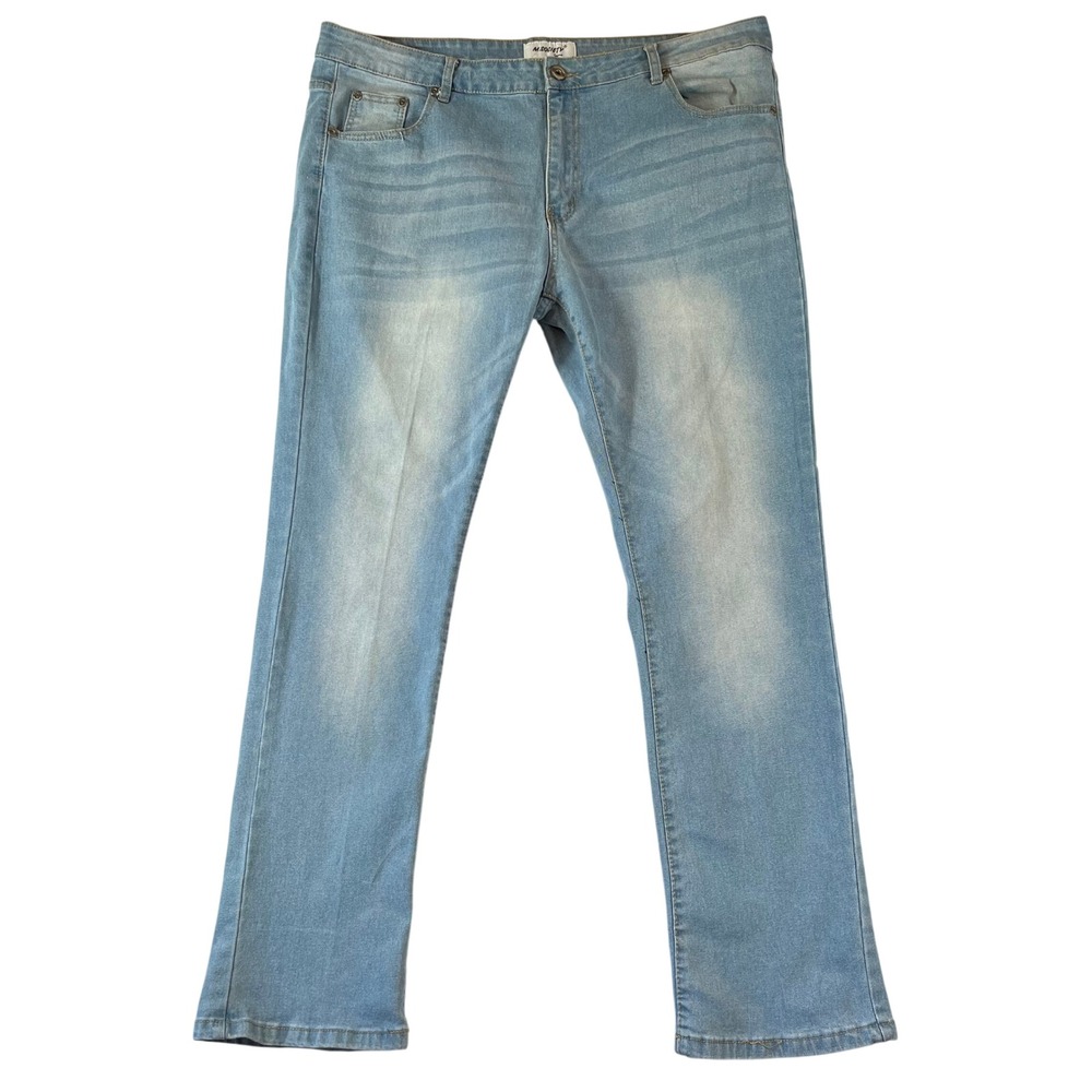 M Society Jeans Mens 40x32 Light Wash Straight Leg Stretch Denim Blue